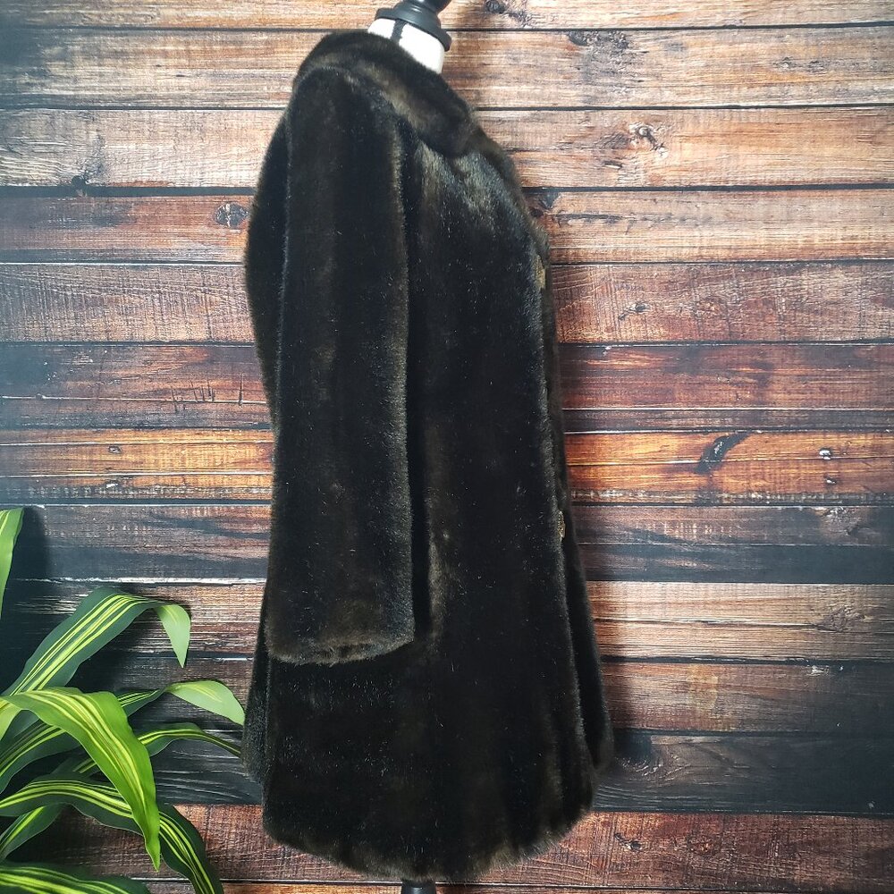 Beautiful Vintage 60s Grandella US Made Faux Fur Coat Brown Lined Rare - Picture 3 of 9